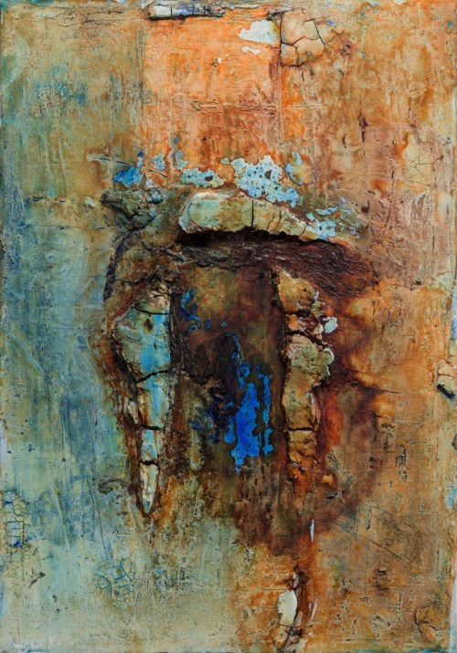 Fragmente, in Türkis und Orange, 2016, 70 cm x 50 cm